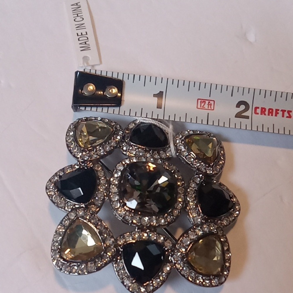 Premier Designs Classic Style Elegant Black & Silver Brooch - Picture 5 of 6